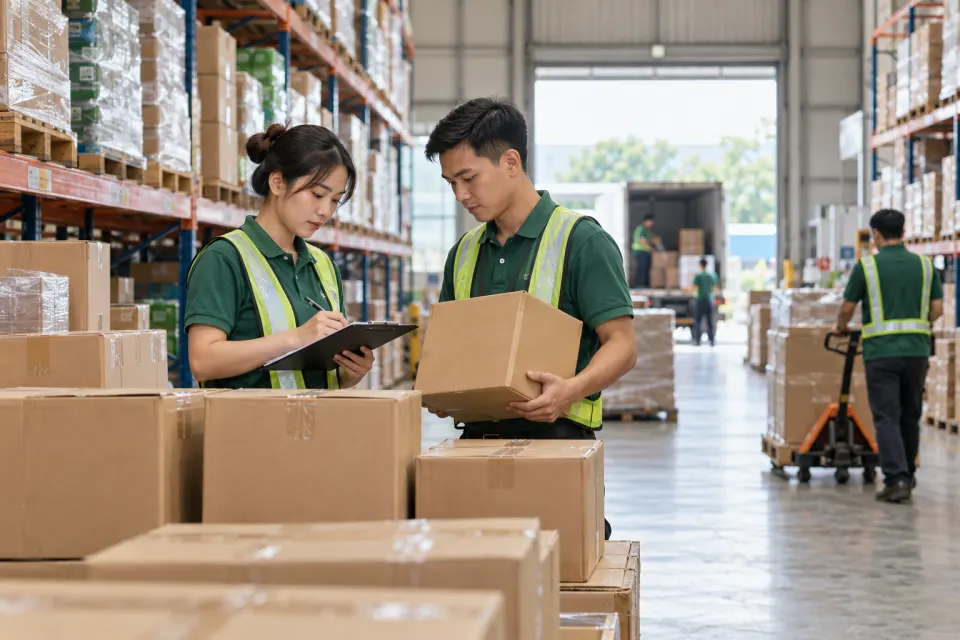 Ảnh minh họa nhân viên kiểm tra hàng hóa trong kho phân phối