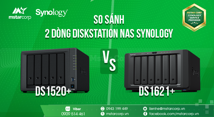 So sánh 2 dòng DiskStation NAS Synology DS1520+ và DS1621+