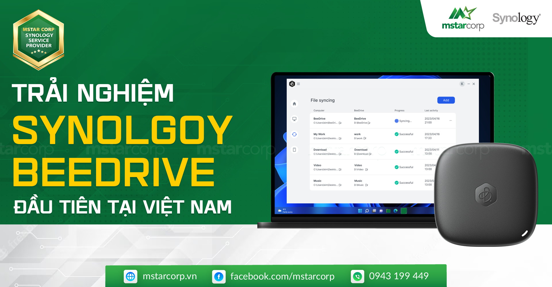 Mstar Corp trải nghiệm thiết bị Synology BeeDrive đầu tiên tại Việt Nam