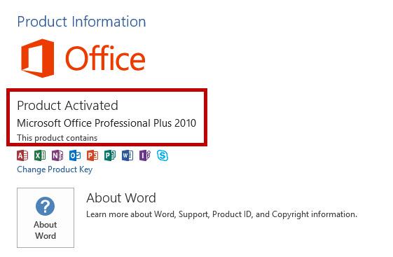 Hướng dẫn kiểm tra Microsoft Office 2010 đã Active chưa bằng Microsoft Word