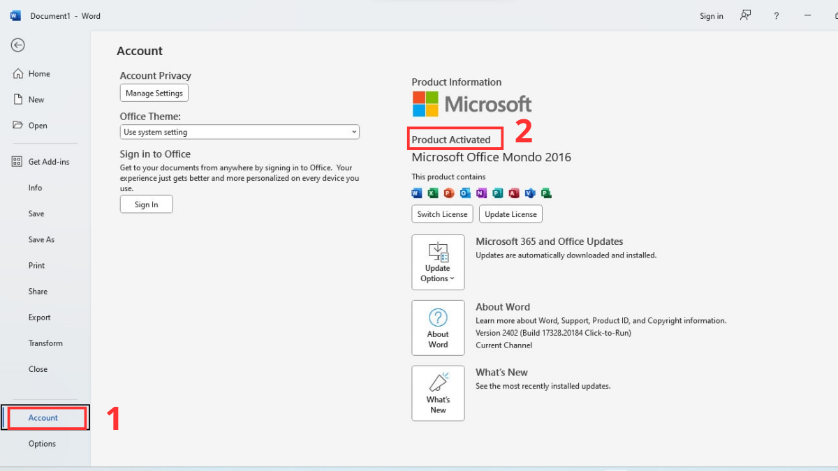 Hướng dẫn kiểm tra Microsoft Office có phải chính hãng không?