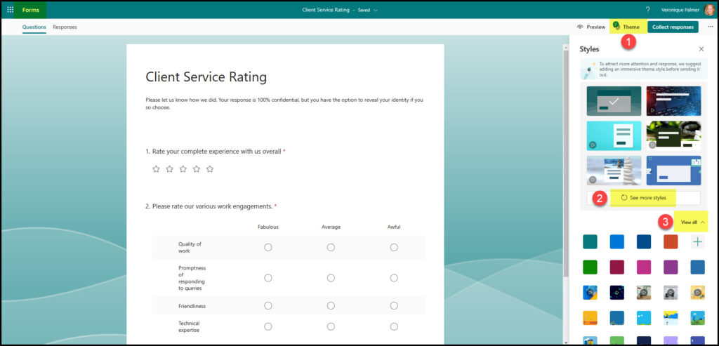 Cách thay đổi mẫu giao diện trong Microsoft Forms