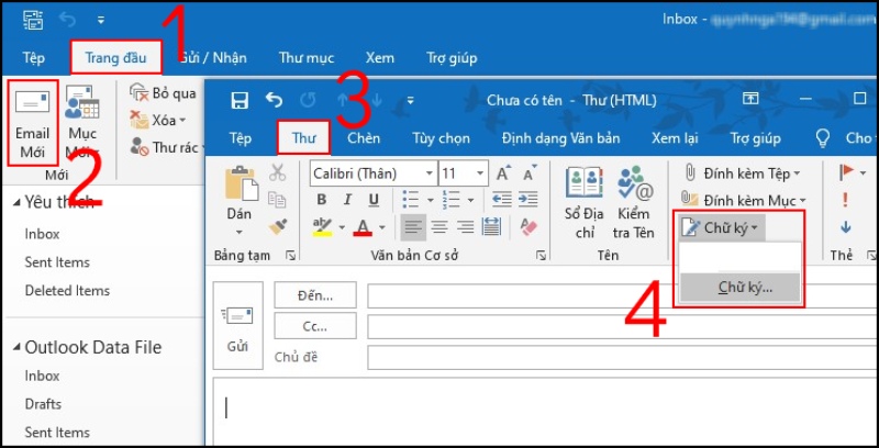 Hướng dẫn sử dụng Microsoft Outlook: Tạo và thêm chữ ký vào thư