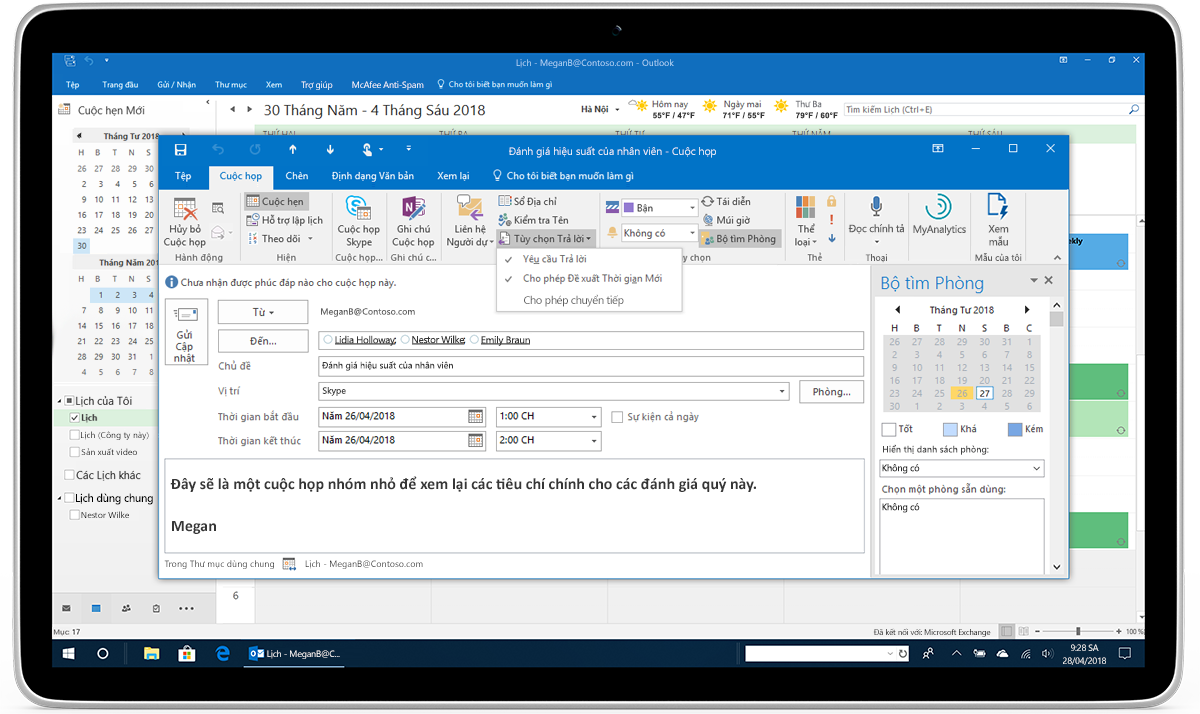 Hướng dẫn sử dụng Microsoft Outlook: Tạo lịch họp trong Outlook