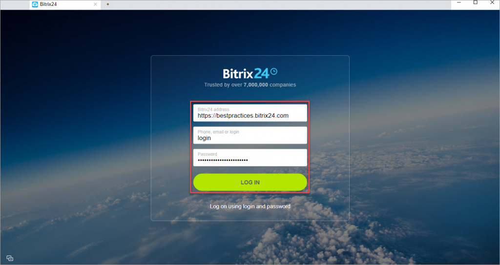 Giao diện khi đăng nhập Bitrix24
