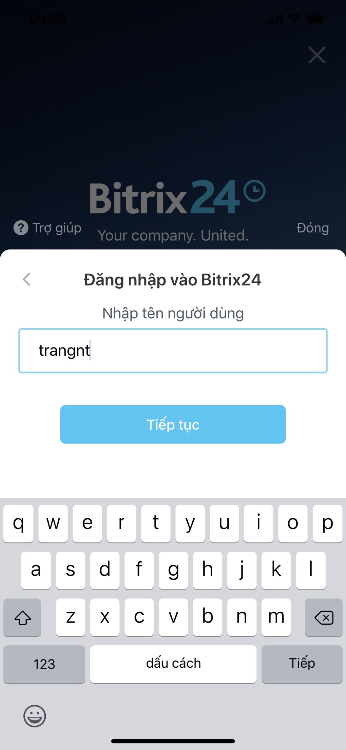 Bước 3 để đăng nhập Bitrix24 trên điện thoại