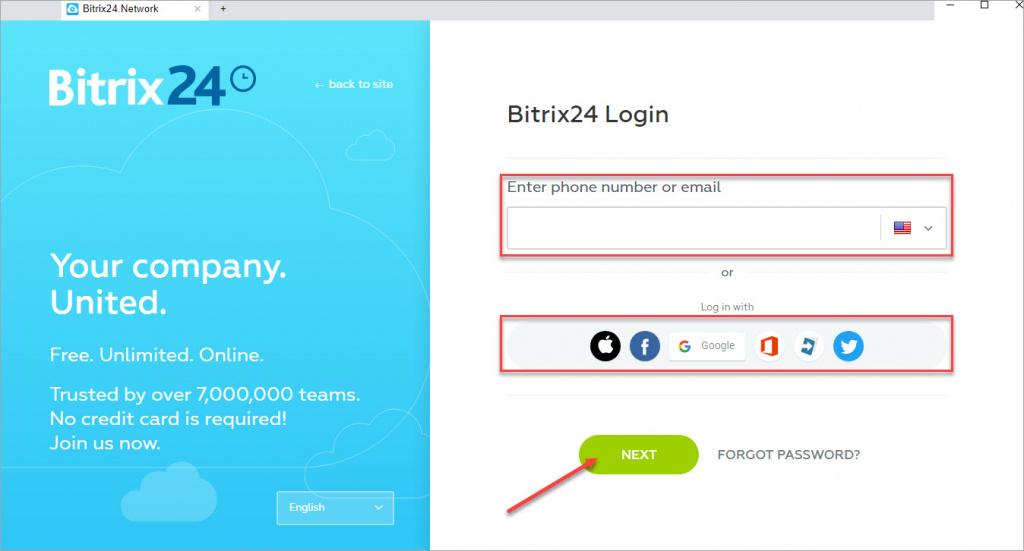 Hướng dẫn đăng nhập Bitrix24 nếu bạn tự tạo tài khoản