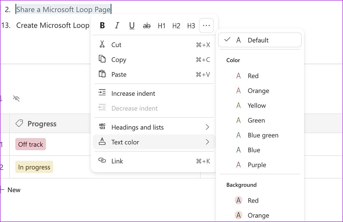 Hướng dẫn sử dụng Microsoft Loop để chỉnh sửa văn bản