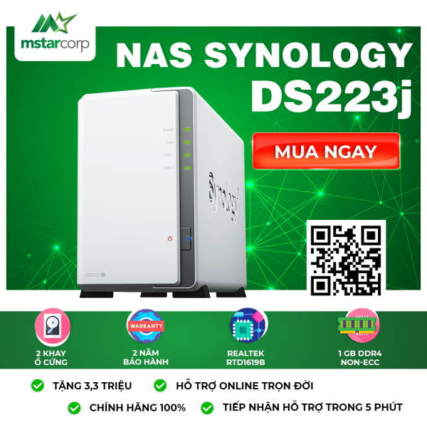 NAS Synology DS223j - TOP thiết bị NAS Synology 2 khay tốt nhất 2025