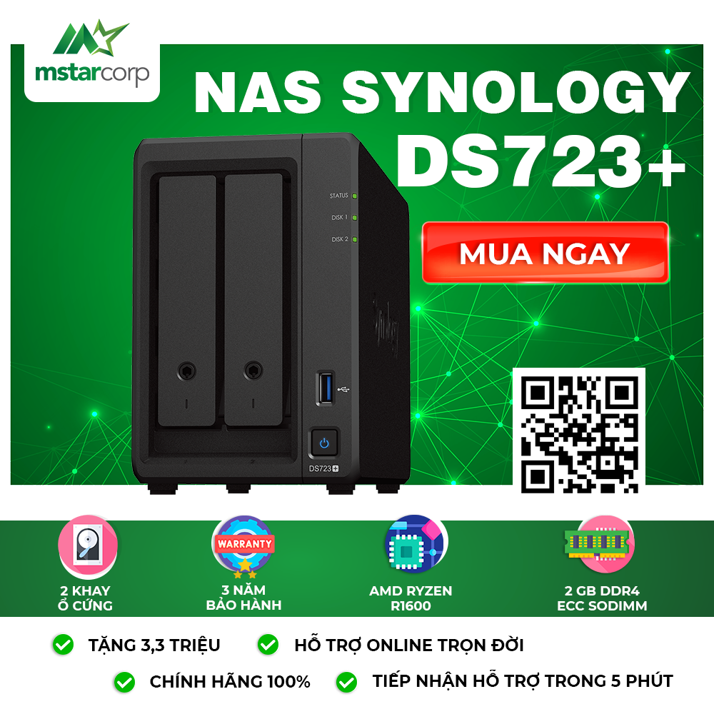 NAS Synology DS723+ - Thiết bị NAS Synology 2 khay tốt nhất cho gia đình, doanh nghiệp