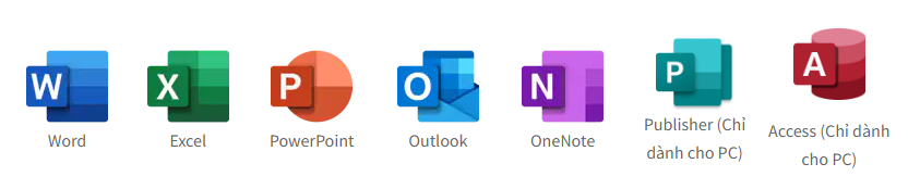 Các ứng dụng Office trong gói Microsoft Office 365 A3