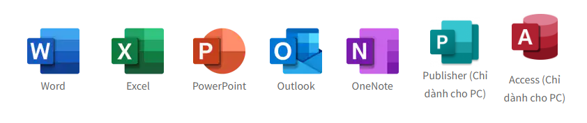 Các ứng dụng Office trong gói Microsoft Office 365 A5