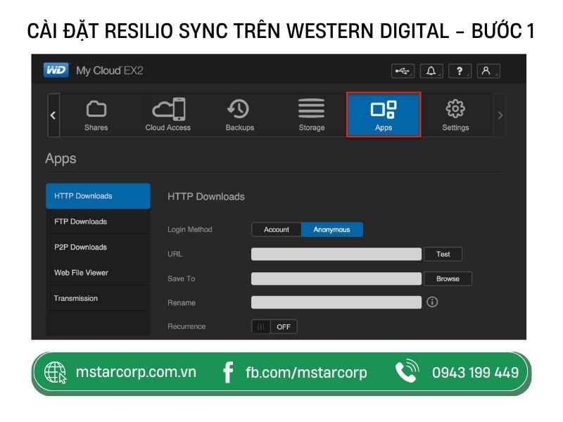 Cài đặt Resilio Sync trên Western Digital bước 1
