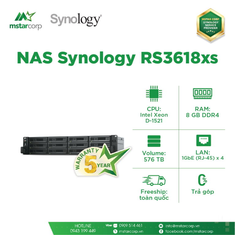 Thiết bị lưu trữ NAS Synology RS3618xs