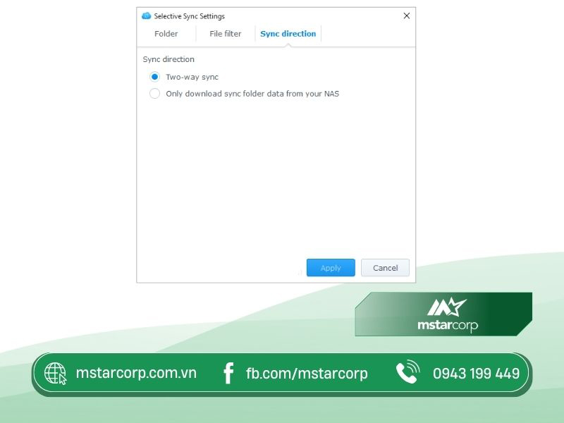 Chọn đồng bộ hóa hai chiều hay chỉ tải xuống dữ liệu từ NAS Synology