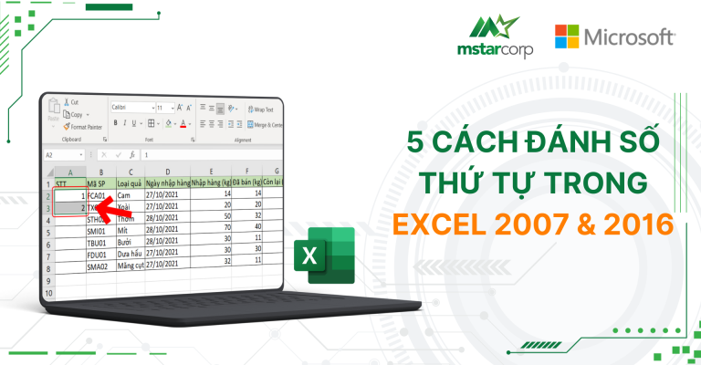 5 cách đánh số thứ tự trong Excel 2007, 2016 đơn giản