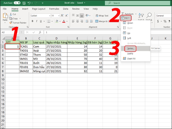 Sử dụng tính năng Auto fill để đánh số thứ tự tự động trong Excel