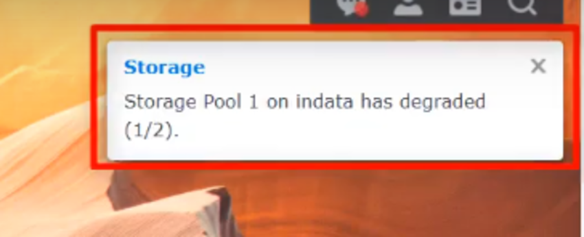 NAS sẽ có cảnh báo vì bị mất 1 ổ cứng