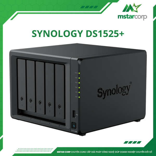 Thiết bị lưu trữ NAS Synology DS1525+ bên trái