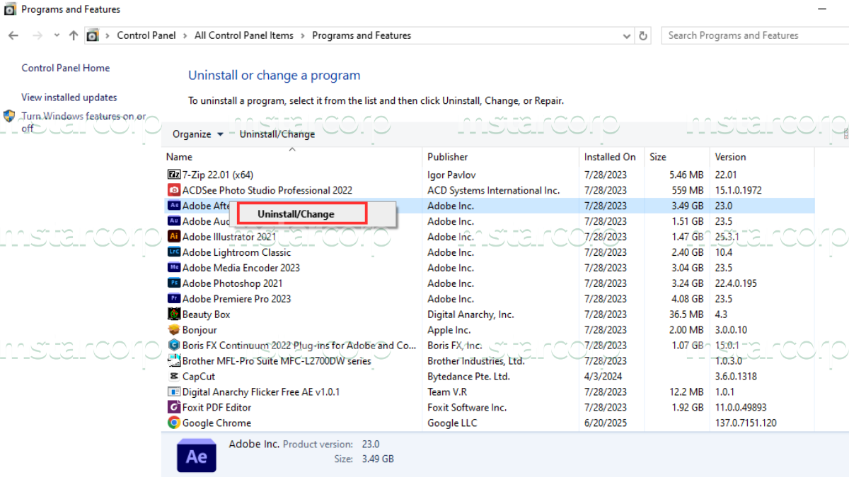Cách 4: Gỡ & cài đặt lại phần mềm đang gặp lỗi Nếu lỗi Microsoft Visual C ++ Runtime Error R6025