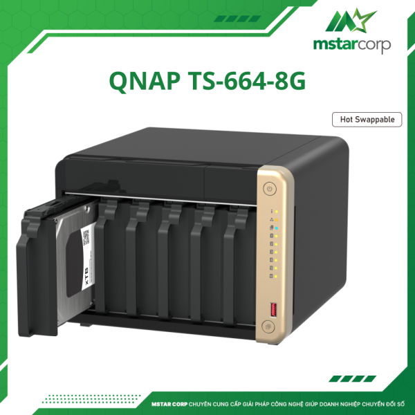 Thiết bị lưu trữ NAS QNAP TS-664-8G hot-swapped