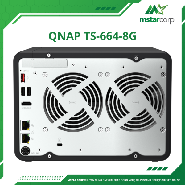 Thiết bị lưu trữ NAS QNAP TS-664-8G sau