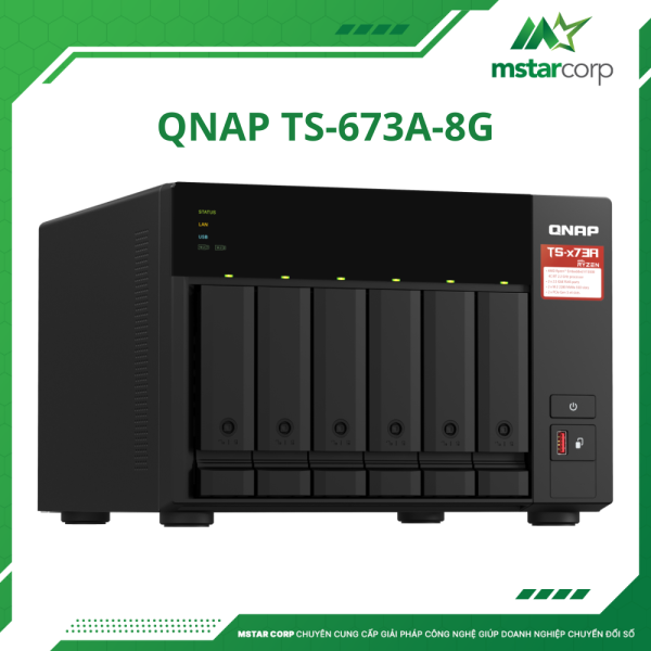 Thiết bị lưu trữ NAS QNAP TS-673A-8G phải