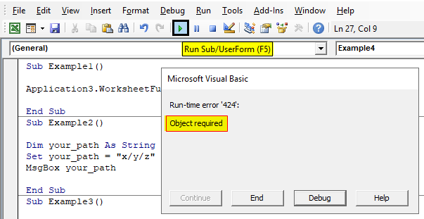 Nguyên nhân gây lỗi Microsoft Visual Basic for Applications (VBA): Biến hoặc đối tượng bị sử dụng sai cách