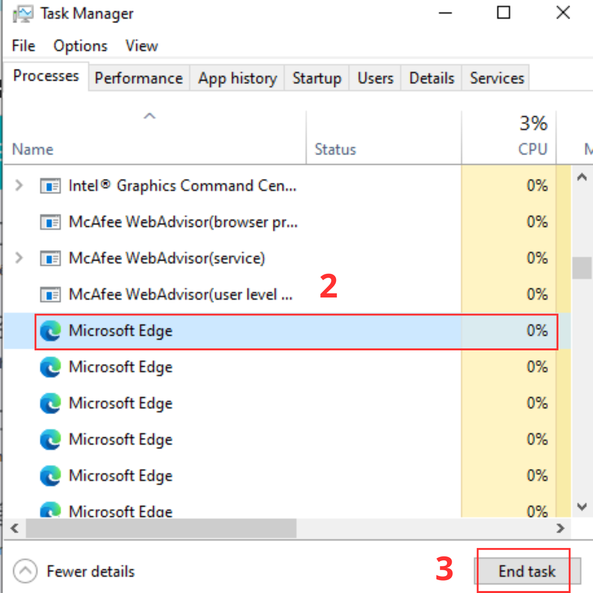 11 cách sửa lỗi Microsoft Edge tự mở liên tục mới nhất 2025 1/ Tắt Microsoft Edge trong Task Manager