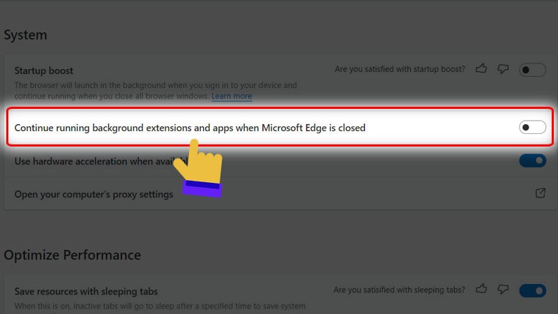 Tắt cài đặt tự mở trong Microsoft Edge
