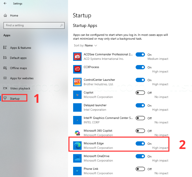Ngăn chặn phần mềm Microsoft Edge khởi động cùng với hệ thống