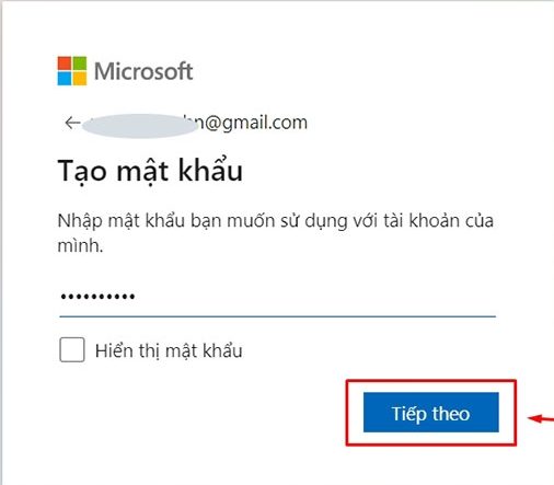 Đăng ký tài khoản Microsoft bằng Gmail