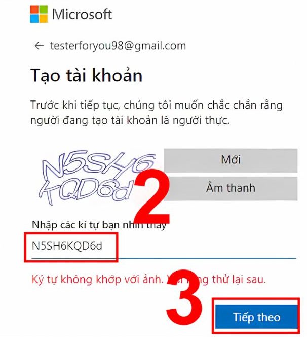 Đăng ký tài khoản Microsoft bằng Gmail bước 5