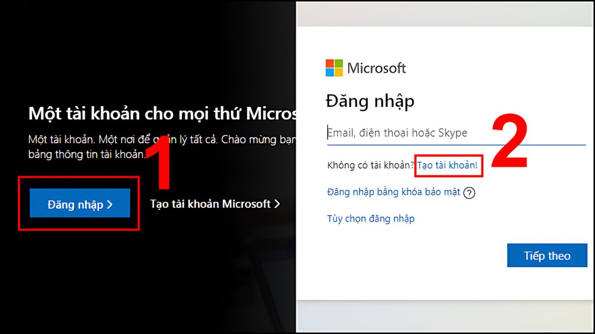 Tạo tài khoản Microsoft bằng số điện thoại