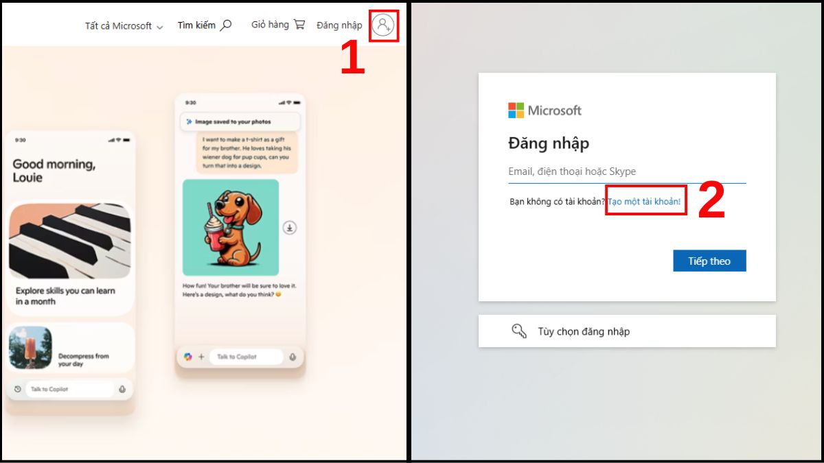 Đăng ký tài khoản Microsoft bằng Gmail