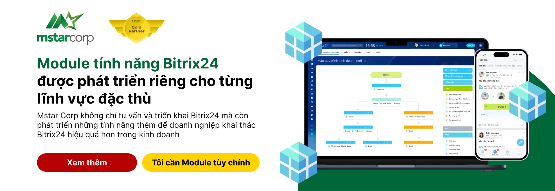 Giải pháp Chuyển đổi số ứng dụng nền tảng CRM Bitrix24 do Mstar Corp triển khai cho công ty luật
