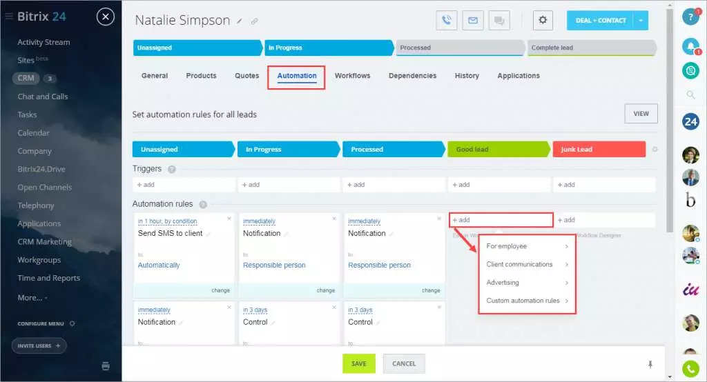 Bitrix24 kết hợp Marketing Automation (Nguồn: Internet)