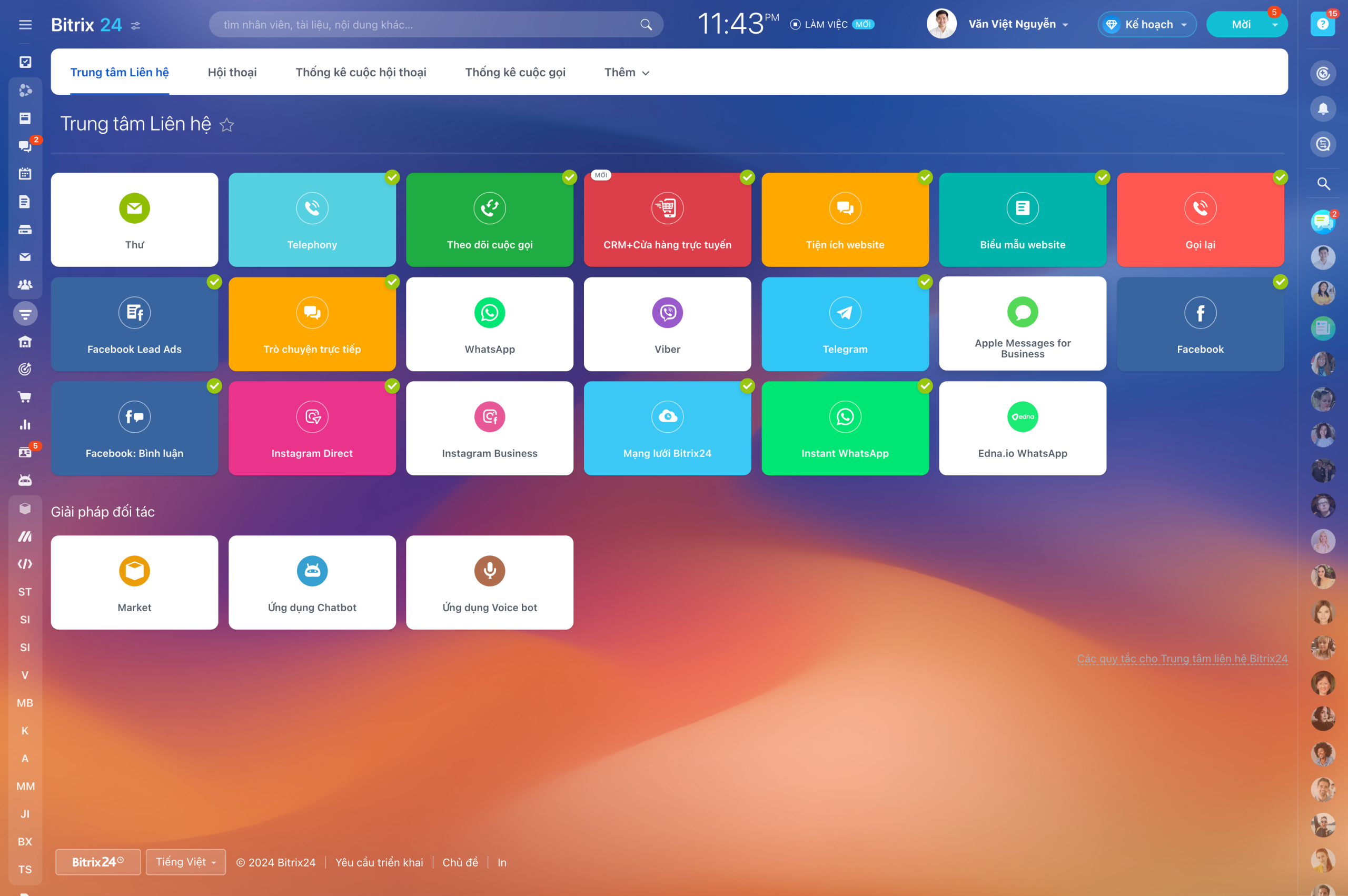 Tích hợp kênh bán hàng trong ứng dụng Bitrix24 (Hình minh họa)