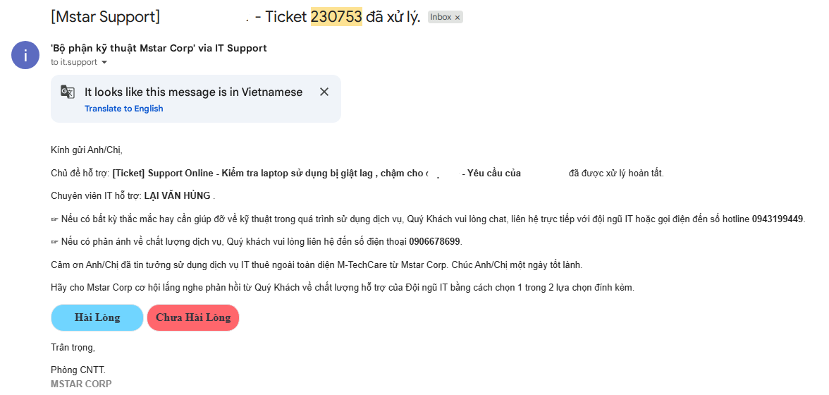 Email khảo sát & phản hồi