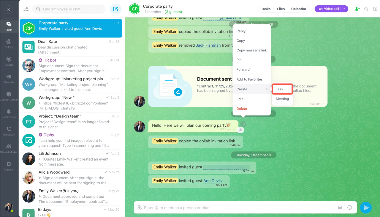 Tích hợp giao tiếp và cộng tác (Chat, Comment) ngay trên lịch trình