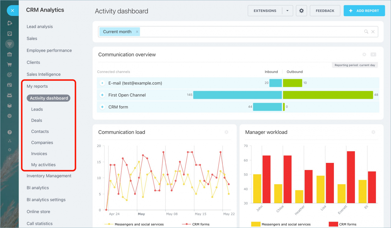 Báo cáo trên Bitrix24