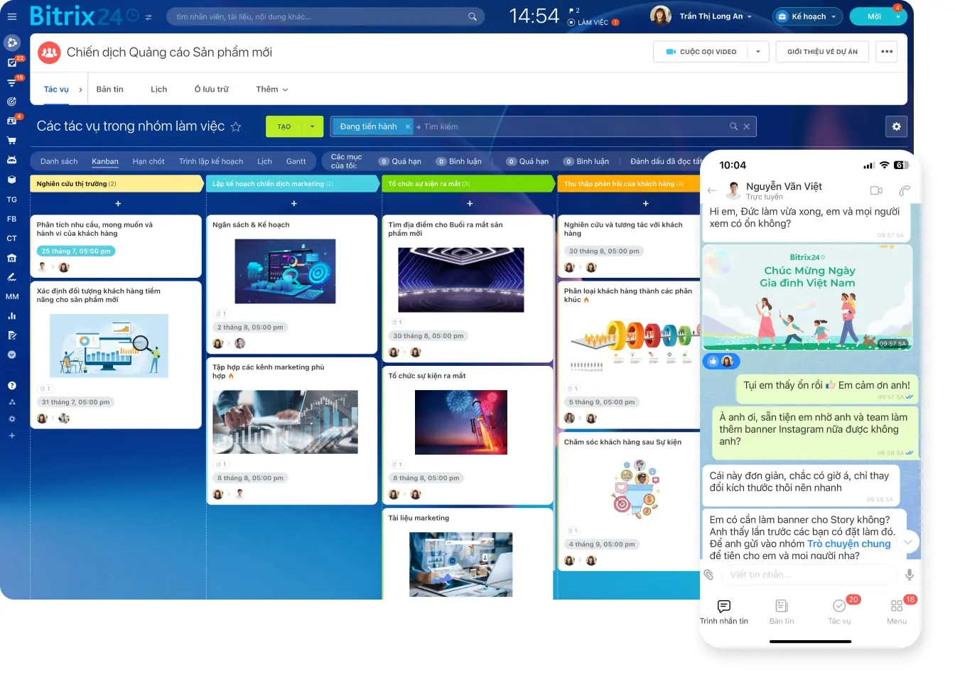 Quản lý mạng xã hội qua Bitrix24 (Nguồn: Internet) 