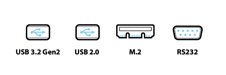 Dòng DS20U V2 tích hợp sẵn 4 cổng USB 3.2 Gen2, 4 cổng USB 2.0 và một cổng COM hỗ trợ chuẩn RS232/422/485