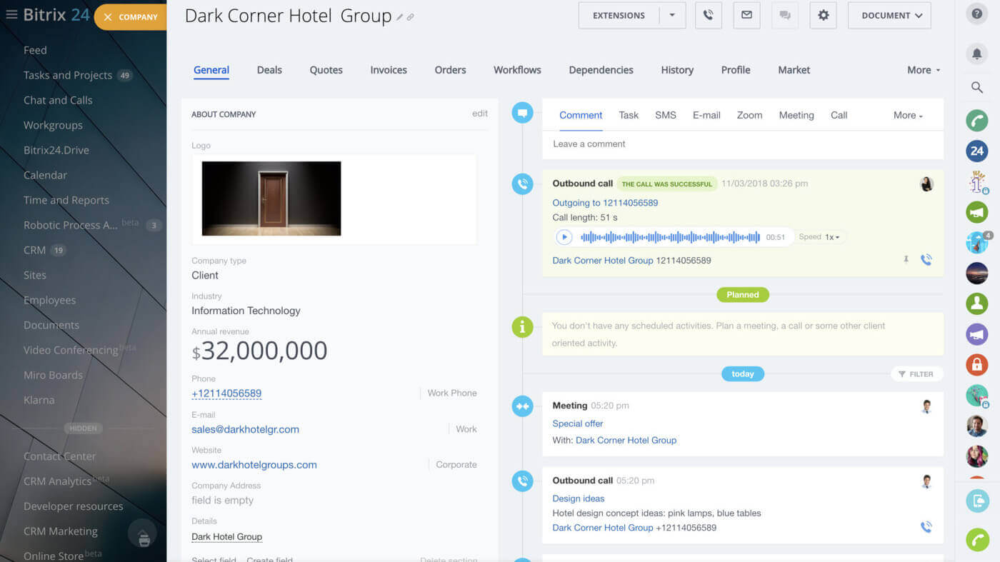 Ghi âm cuộc gọi trong Bitrix24