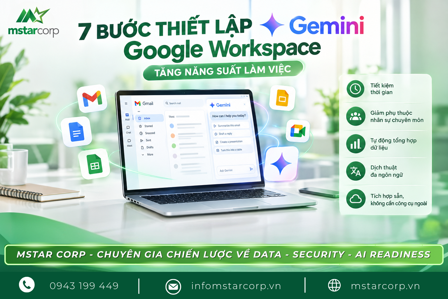 7 bước thiết lập Gemini Google Workspace tăng năng suất