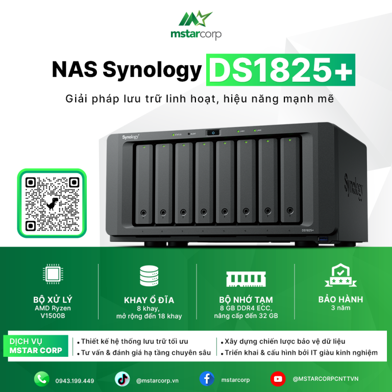 NAS Synology DS1825+: Cách Doanh Nghiệp SME Mở Rộng Dữ Liệu Mà Không Lo "Đội Vốn"
