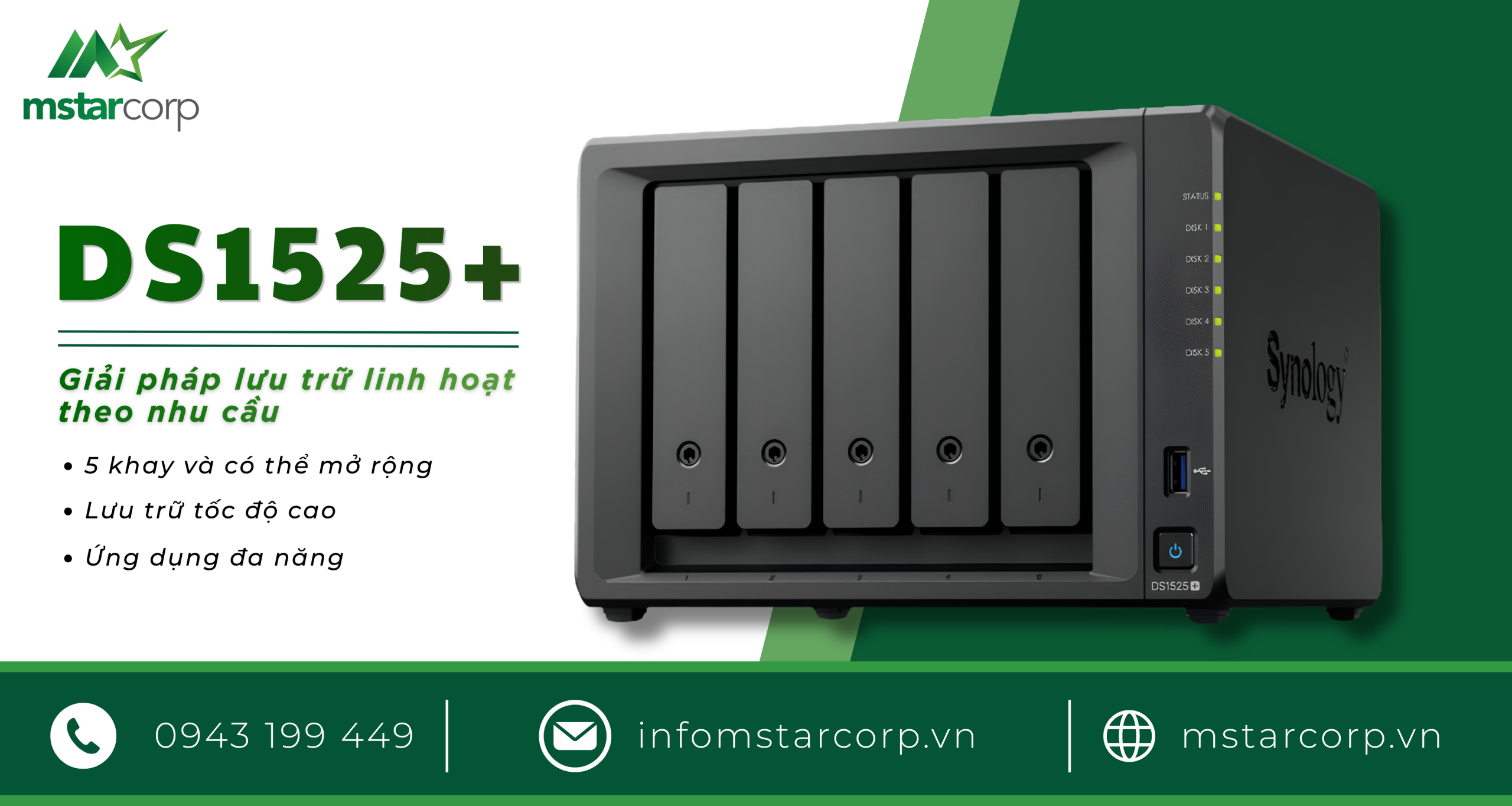 Synology DS1525+: NAS 5 Khay Mở Rộng Đến 15 Khay