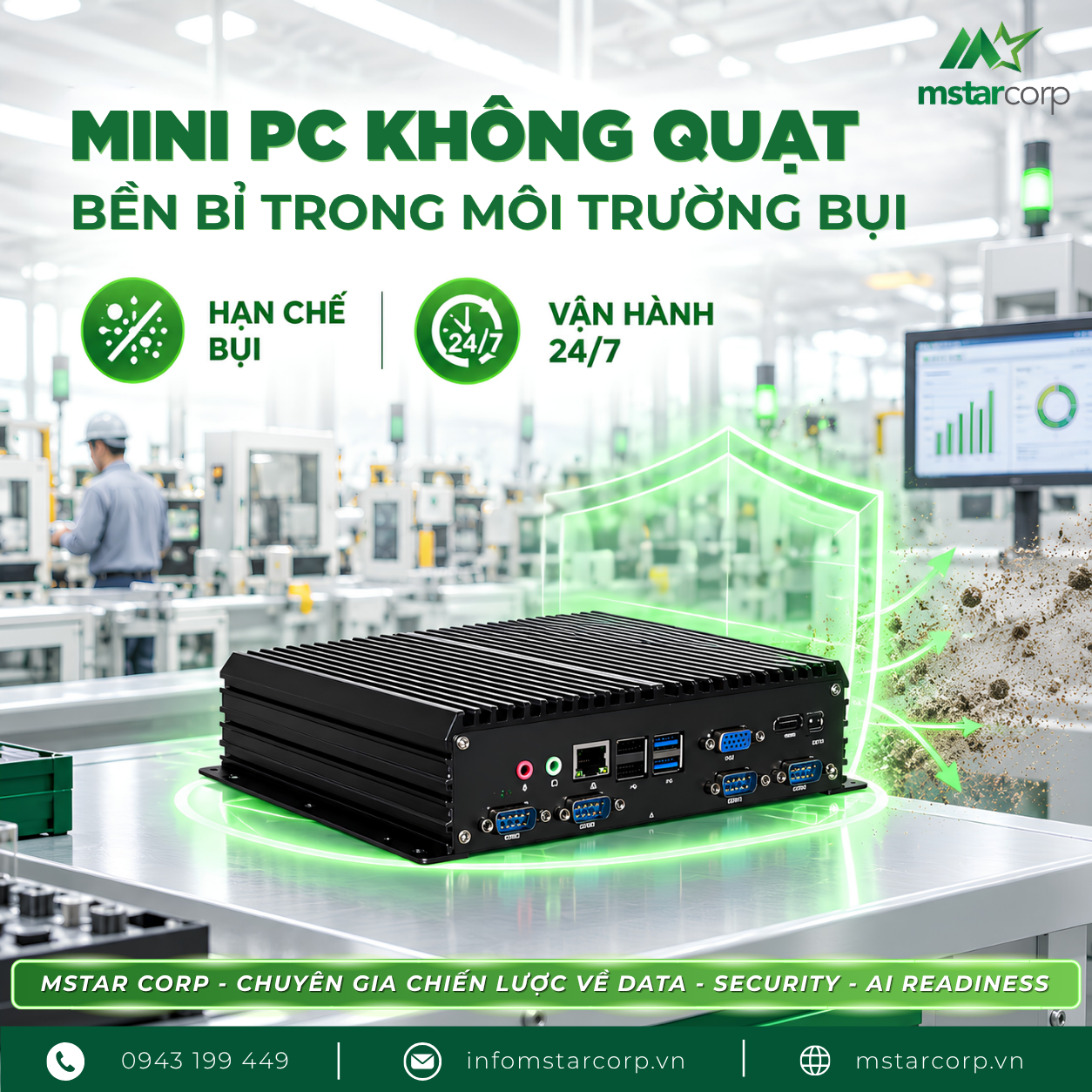 Mini PC không quạt (fanless): vì sao hợp với nhà xưởng, môi trường bụi