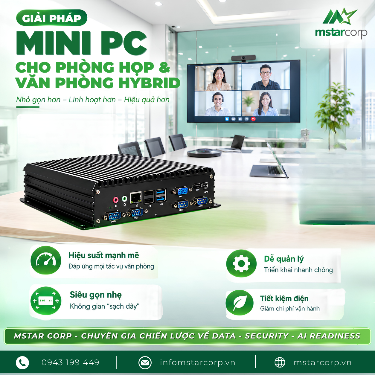 Mini PC Cho Phòng Họp Và Văn Phòng Hybrid: Gọn gàng và dễ quản lý